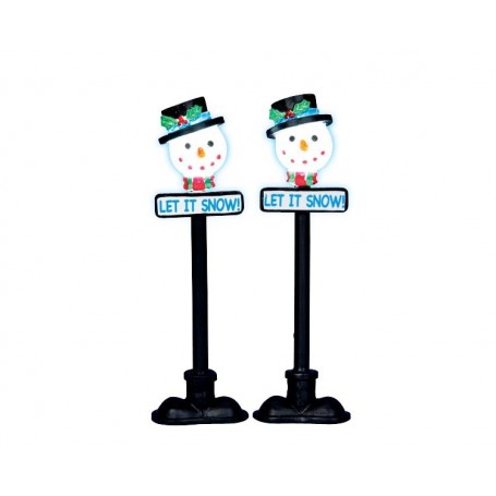 LEMAX SNOWMAN STREET LAMP, SET OF 2 34640